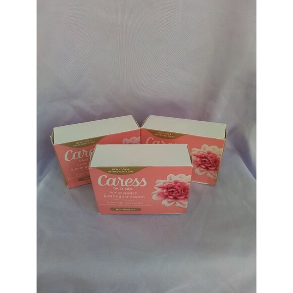 Caress Daily Silk Bar Soap White Peach & Orange Blossom 3 Pack - Picture 1 of 2
